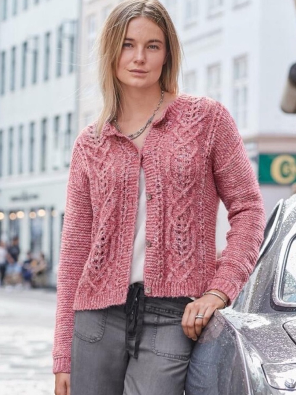 Sundance Safe Harbor cable knit cardigan sweater Pink Size XS